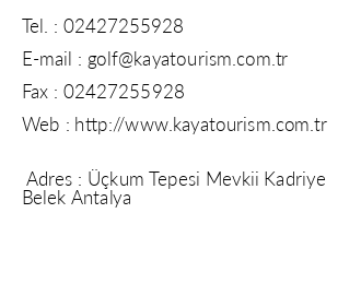 Kaya Golf Club iletiim bilgileri